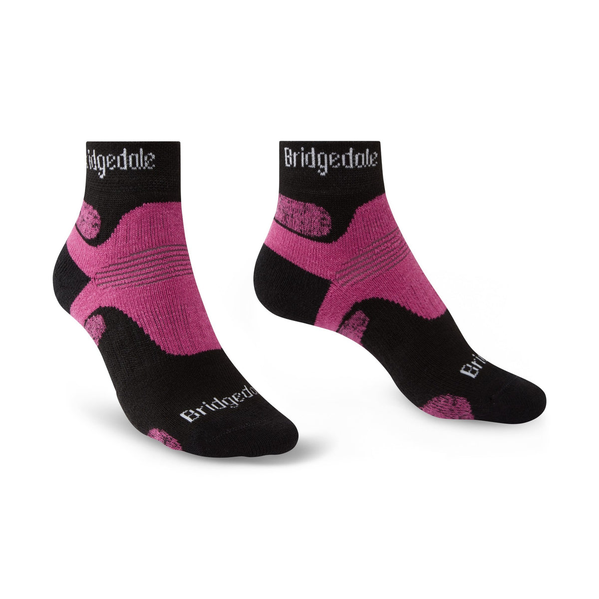 Bridgedale Hike Midweight Merino Performance Ankle Socks Black/Pink Womens