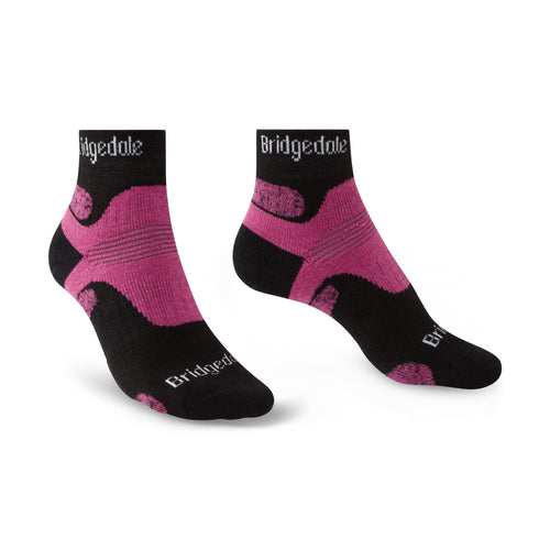 Bridgedale Hike Midweight Merino Performance Ankle Socks Black/Pink Womens