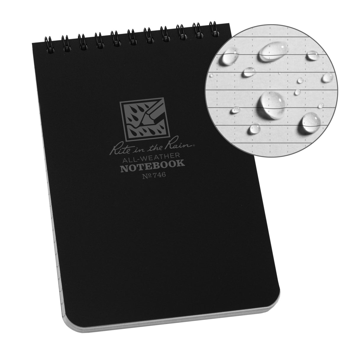 Rite in the Rain Top-Spiral Weatherproof Notebook 4 x 6 Inch Black