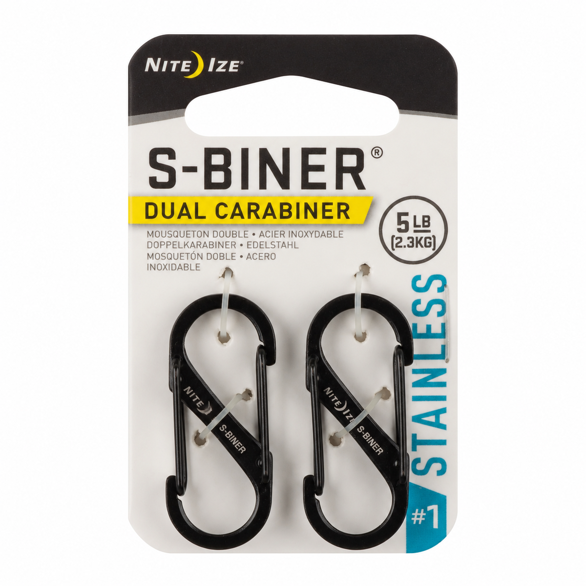 Nite Ize S-Biner Dual Carabiner No. 1 Black 2 Pack