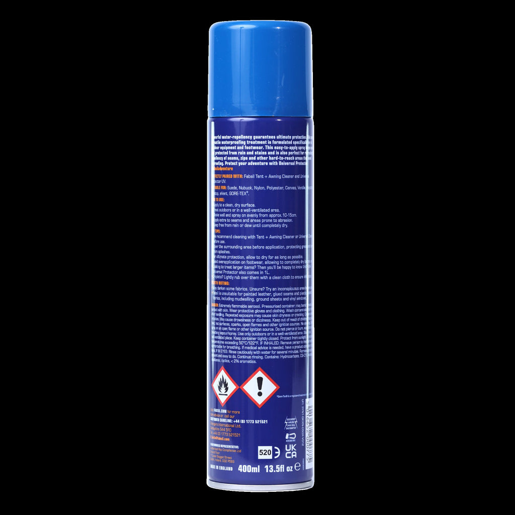 Fabsil Universal Protector 400ml - back label photograph
